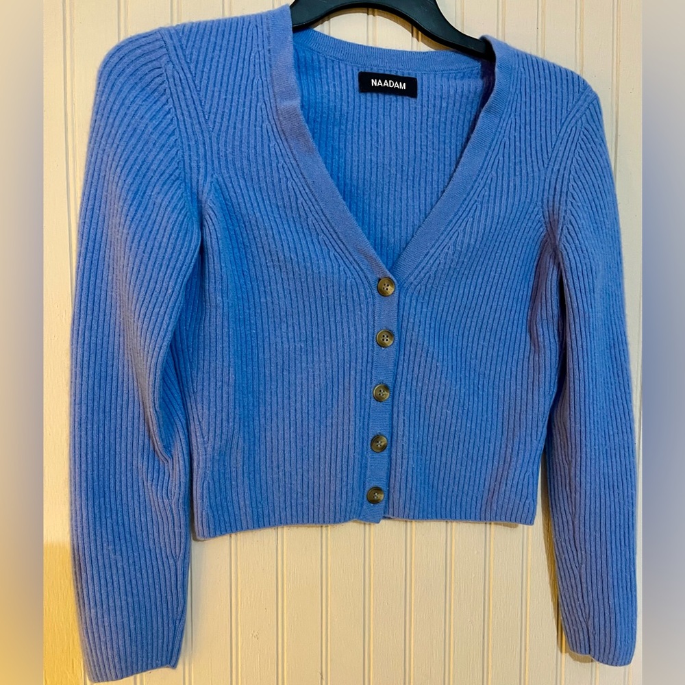 NAADAM Women's Sky Blue Button-Up Cardigan 100% CASHMERE